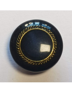Bouton polyester à pied,16mm, rond, bleu marine