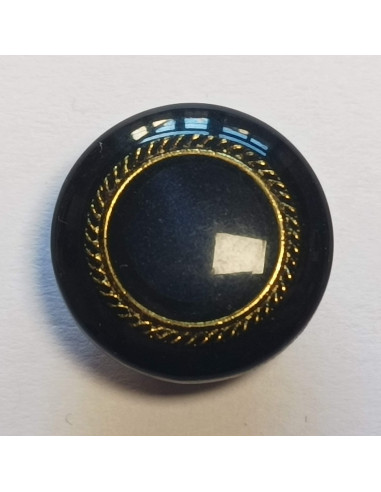 Bouton polyester à pied,16mm, rond, bleu marine