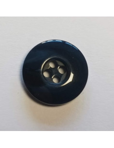 Bouton polyester 4 trous ,15mm, rond , bleu marine