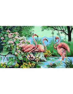 Canevas : 45x55 cm, Flamants rose 2