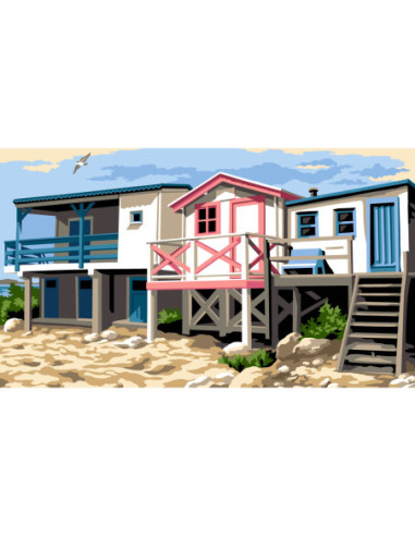 Canevas : 45x55 cm, N23 - les chalets de Gruissan