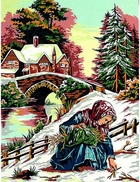 Canevas : 50x65 cm, Scène hivernale