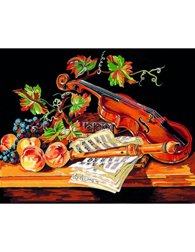 Canevas : 50x65 cm, Nat.morte au violon