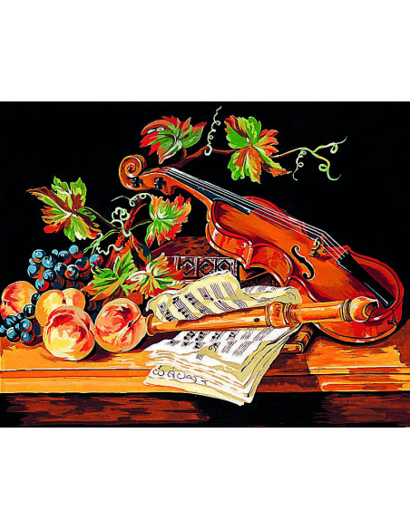 Canevas : 50x65 cm, Nat.morte au violon