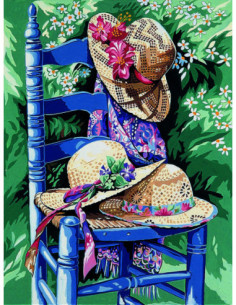 Canevas : 50x65 cm, Chaise aux chapeaux