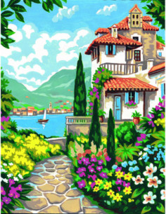 Canevas : 50x65 cm, La villa fleurie