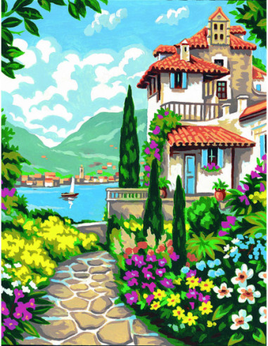 Canevas : 50x65 cm, La villa fleurie