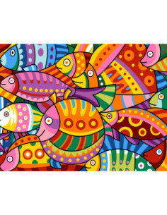Canevas : 50x65 cm, N18 - color fish -