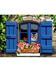 Canevas : 50x65 cm, N20 - derriere les carreaux -