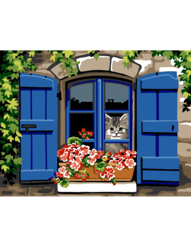 Canevas : 50x65 cm, N20 - derriere les carreaux -