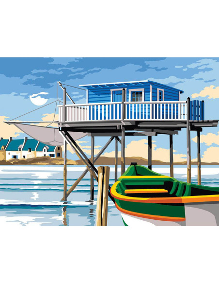 Canevas : 50x65 cm, N22 - sur pilotis