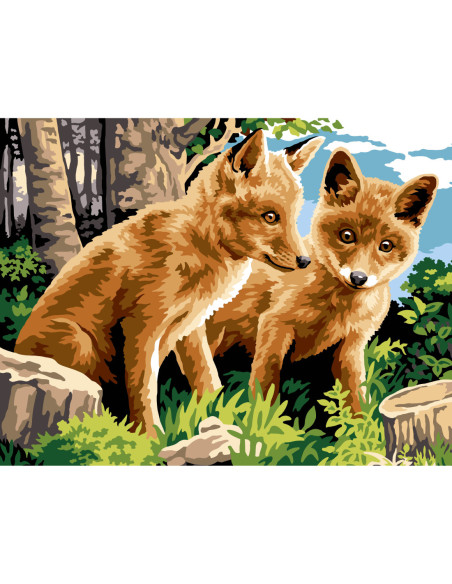 Canevas : 50x65 cm, N23 - les renardeaux