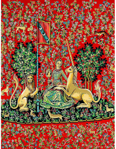 Canevas : 65x80 cm, Dame a la licorne