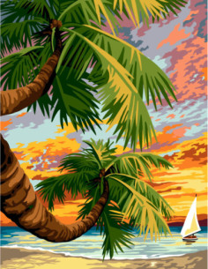 Canevas : 65x80 cm, N23 - le couche des palmiers