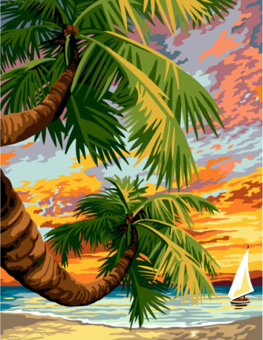 Canevas : 65x80 cm, N23 - le couche des palmiers