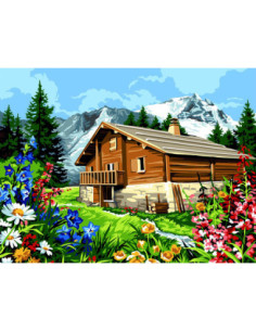 Canevas : 60x80 cm, Fleurs de montagne