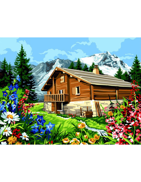 Canevas : 60x80 cm, Fleurs de montagne