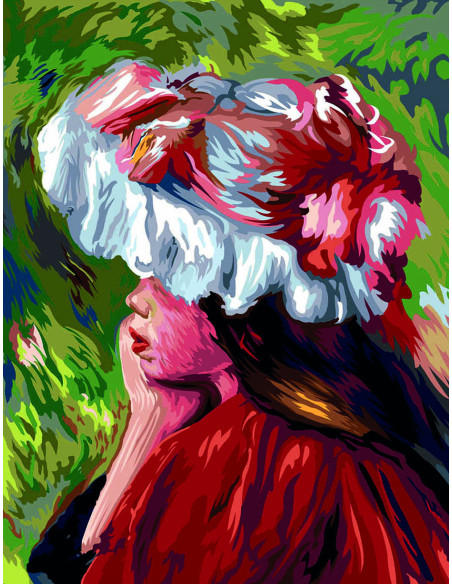 Canevas : 60x80 cm, La fillette au chapeau rouge de Monet