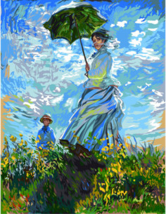 Canevas : 60x80 cm, La femme a l'ombrelle de Monnet