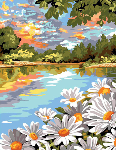 Canevas : 60x80 cm, N22 - le lac aux Marguerittes
