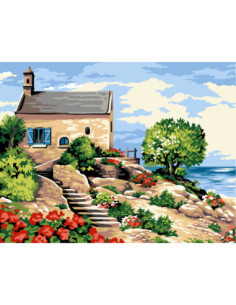 Canevas : 60x80 cm, N23 - marches sur mer