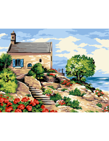 Canevas : 60x80 cm, N23 - marches sur mer