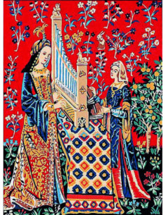 Canevas : 40x50 cm, Dame licorne ouie cpa