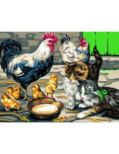 Canevas : 40x50 cm, Les petits curieux -