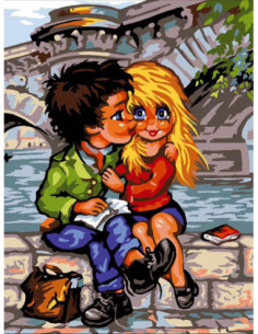 Canevas : 40x50 cm, Le bisou