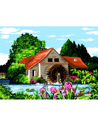 Canevas : 40x50 cm, L'eau du moulin