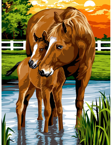 Canevas : 40x50 cm, N18 - les sabots dans l'eau