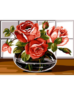 Canevas : 40x50 cm, N20 - roses