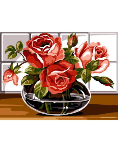 Canevas : 40x50 cm, N20 - roses