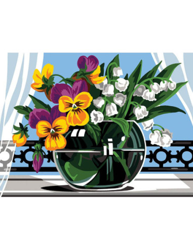 Canevas : 40x50 cm, N20 - pensées muguets