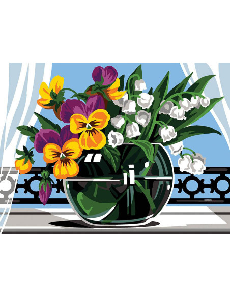 Canevas : 40x50 cm, N20 - pensées muguets