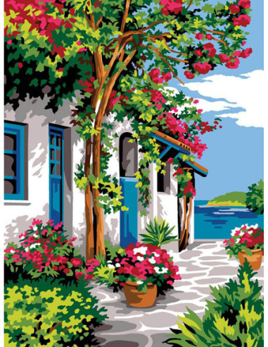 Canevas : 40x50 cm, N21 -  passage fleuri