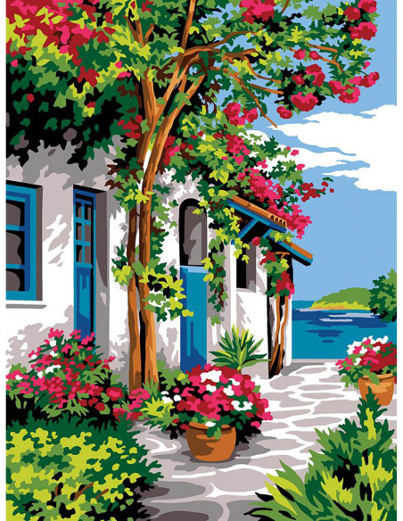 Canevas : 40x50 cm, N21 -  passage fleuri