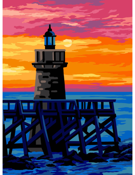Canevas : 40x50 cm, N22 - phare au couchant