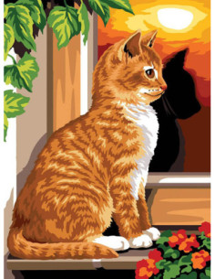 Canevas : 40x50 cm, N23 - le reflet du chat