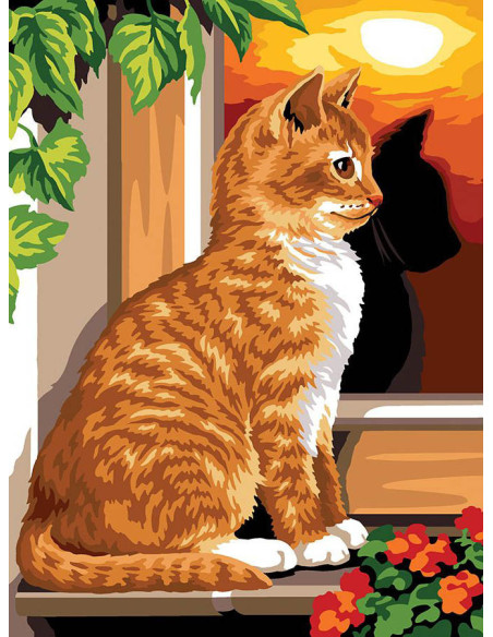 Canevas : 40x50 cm, N23 - le reflet du chat