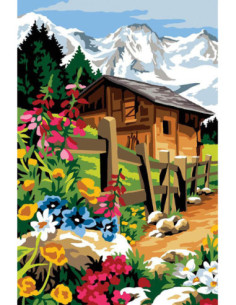 Canevas : 75x110 cm, N22 - clôture au sommet