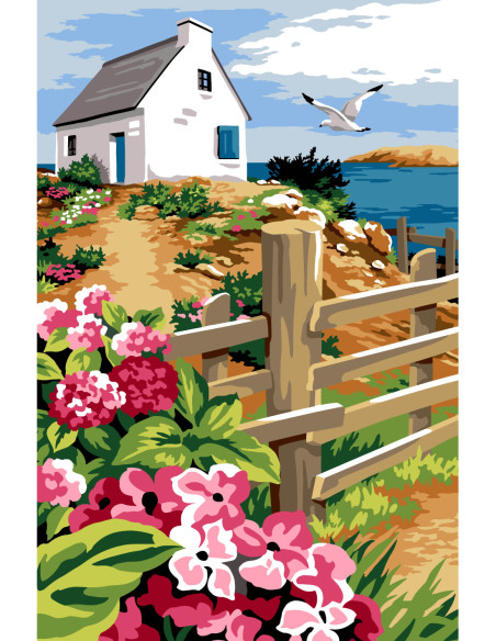 Canevas : 75x110 cm, N22 -  clôture sur mer