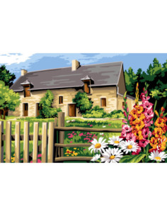 Canevas : 75x110 cm, N22 - clôture en campagne