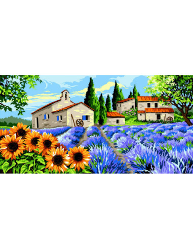 Canevas : 65x120 cm, Hameau provençal