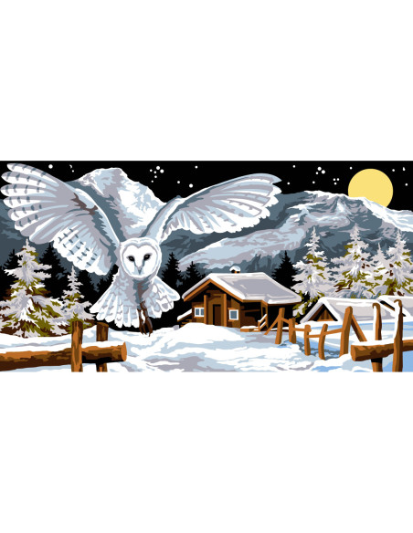 Canevas : 65x120 cm, N23 - la chouette des neiges
