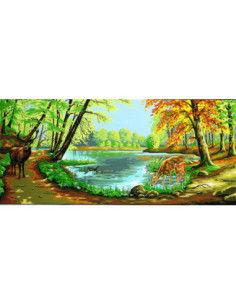 Canevas : 65x130 cm, En foret  