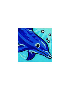 Kit canevas : 20x20 cm, Dauphin bleu