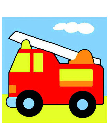 Kit canevas : 20x20 cm, Camion de pompier