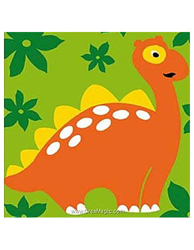 Kit canevas : 20x20 cm, Dino