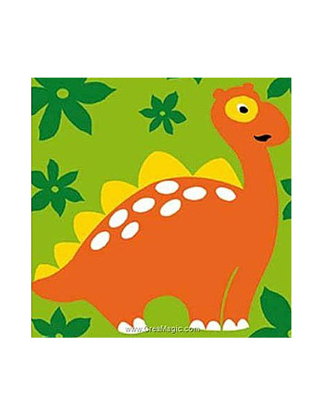 Kit canevas : 20x20 cm, Dino